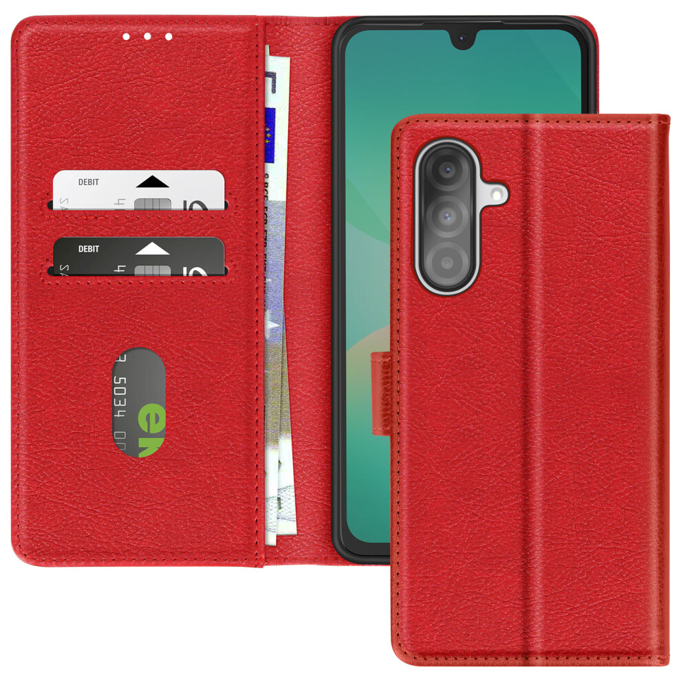 Avizar Case For Samsung Galaxy A26 Clapet Wallet And Video Holder, Red 3662428159660
