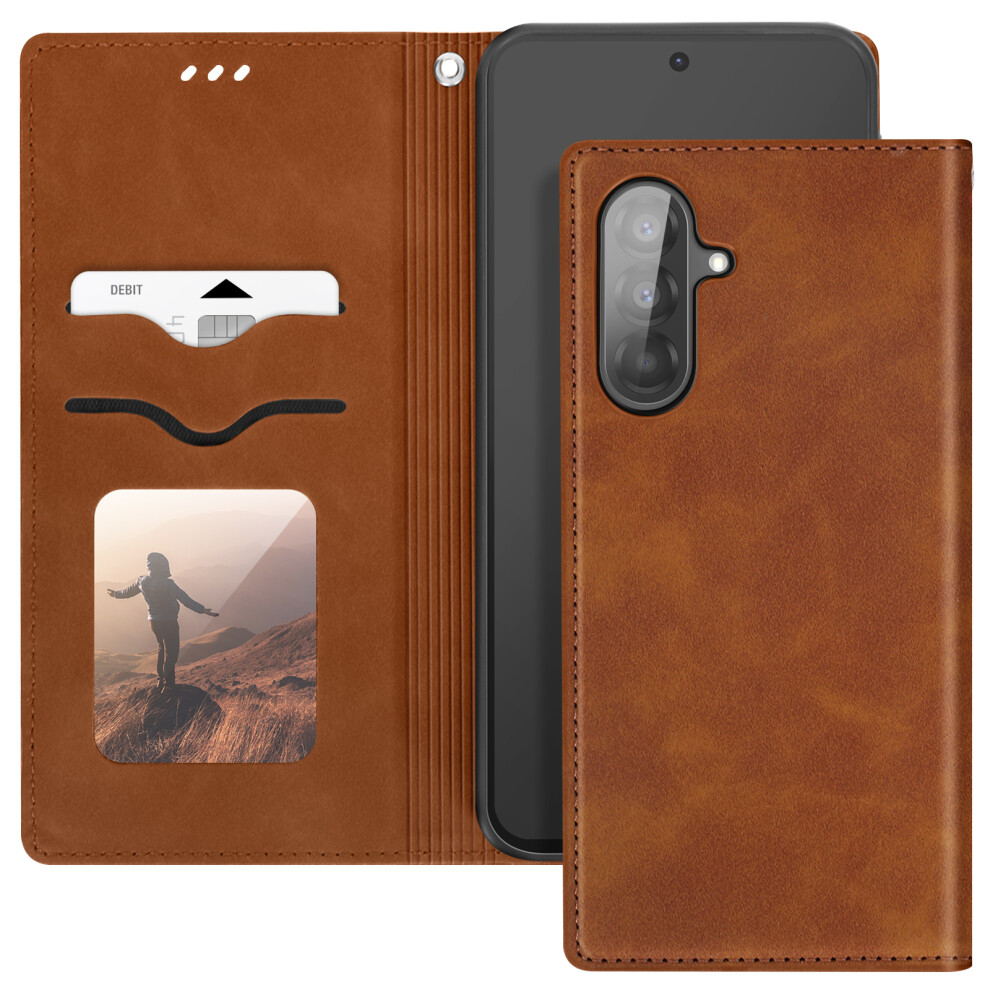 Avizar Case For Samsung Galaxy A56 Wallet Video Holder, Brown 3662428162851