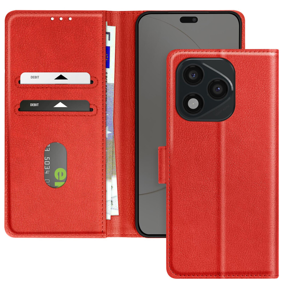 Avizar Case For Honor 400 Lite Clapet Wallet And Video Holder, Red 3662428176766