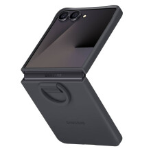 Custodia e cover per telefono mobile Samsung in silicone con anello selfie Nero per Galaxy Z Flip 7
