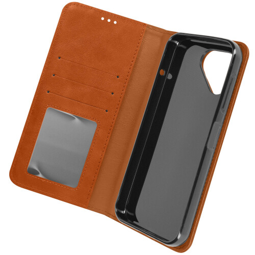 Avizar Brown Woven Pattern Wallet Case with Video Stand for Fairphone 5 1