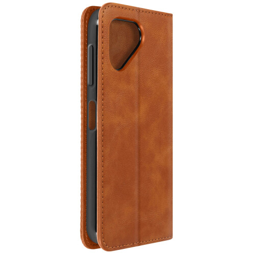 Avizar Brown Woven Pattern Wallet Case with Video Stand for Fairphone 5