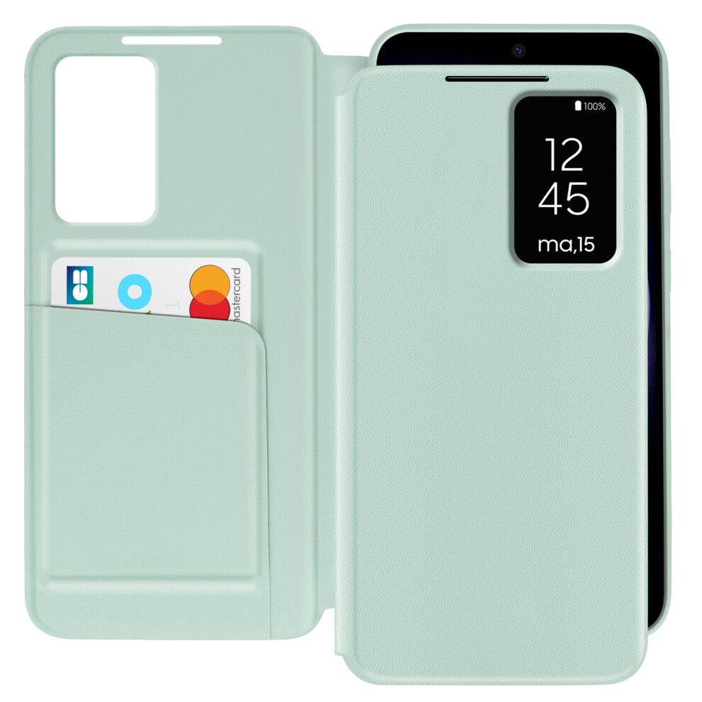Avizar Leather Case For Galaxy S23 Display Window Card Holder, Pale Green 3662428134629
