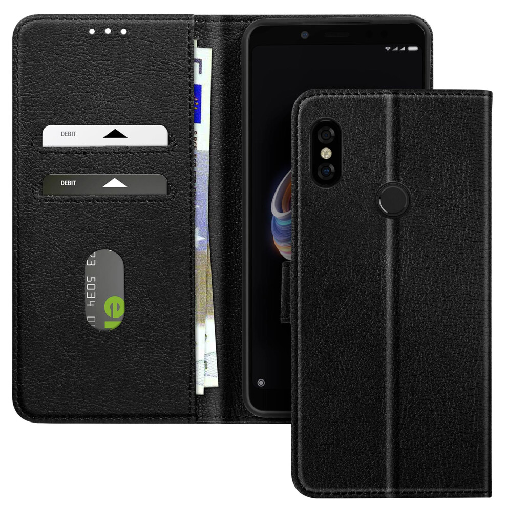 Avizar Case For Xiaomi Redmi Note 5 Clamshell Wallet And Video Holder, Black 3662428093872