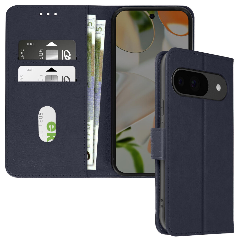 Avizar Case For Google Pixel 9 And 9 Pro Clapet Wallet And Video Holder, Dark Blue 3662428074253
