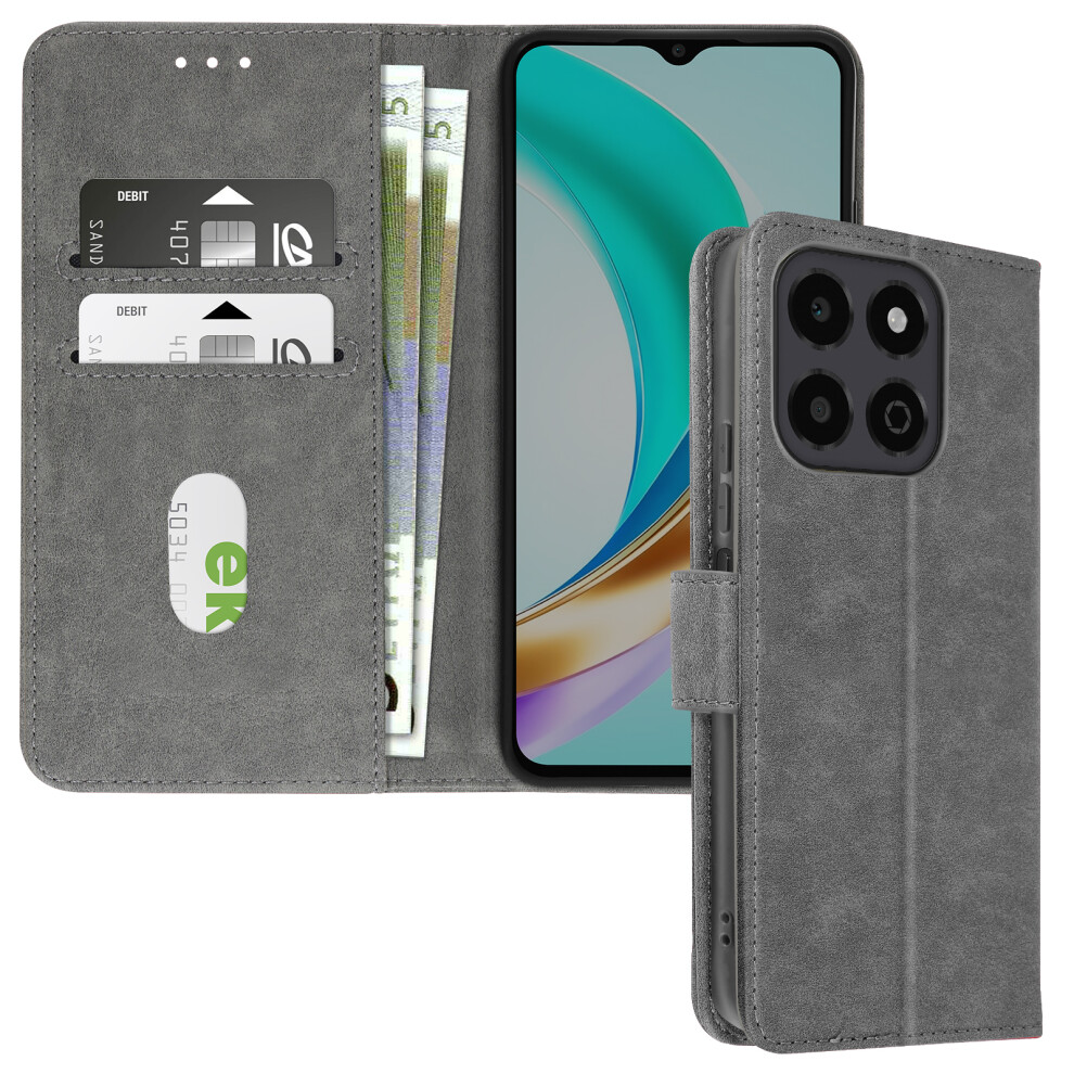 Avizar Case For Honor X6b Clapet Wallet And Video Holder, Grey 3662428078503