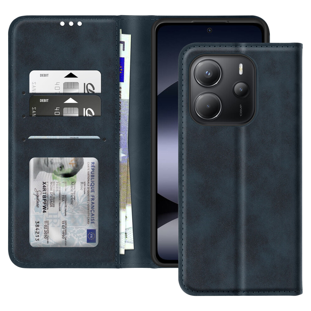 Avizar Case For Xiaomi Redmi Note 14 4G Wallet And Video Holder, Dark Blue 3662428109818
