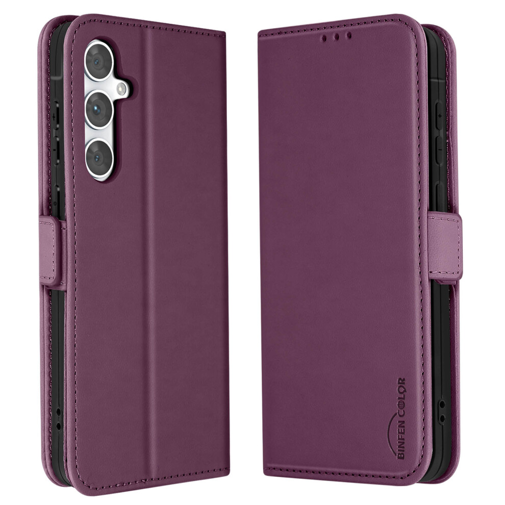 Avizar Case For Samsung S24 Fe Clamshell Wallet Double Clasp Magnet, Purple 3662428036374