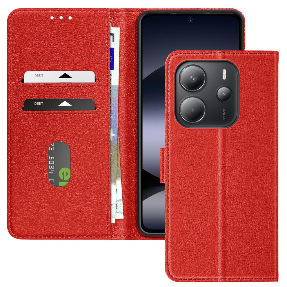 Avizar Case For Xiaomi Mi Note 14 4G Clamshell Wallet And Video Holder, Red 3662428118513