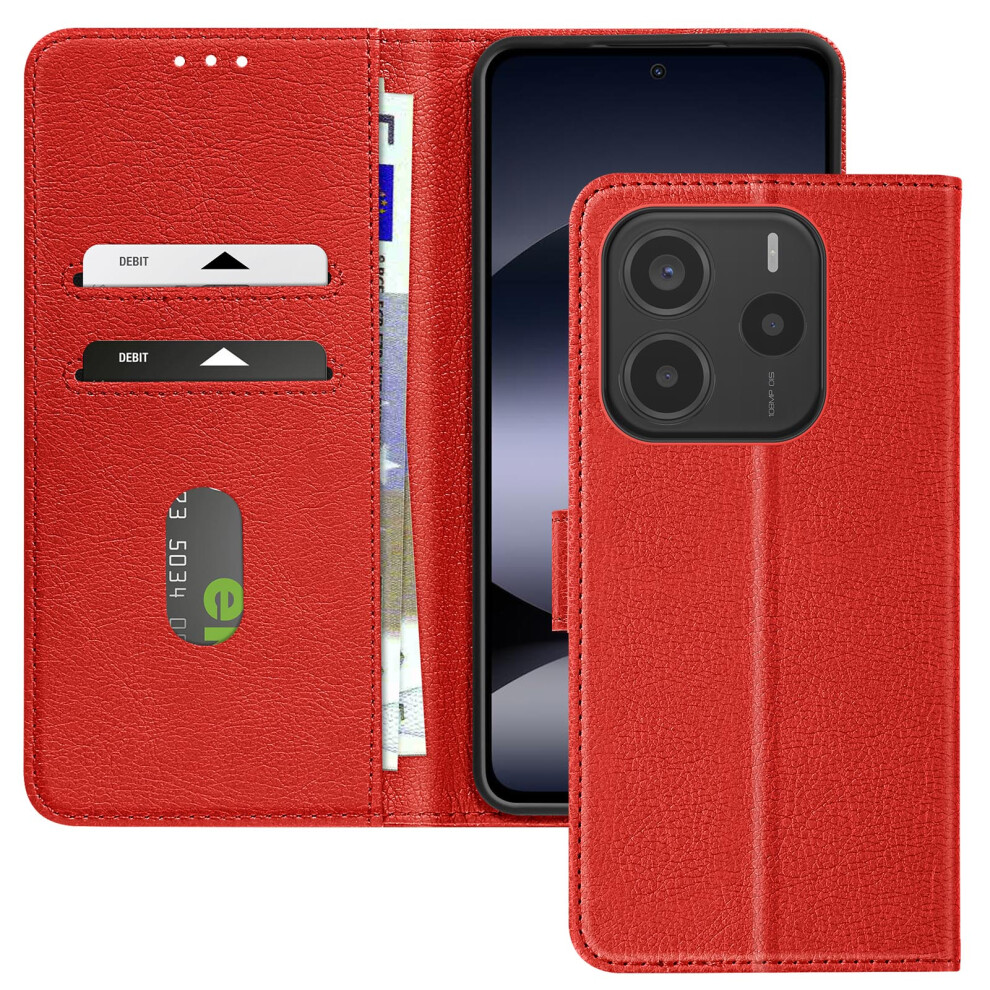 Avizar Wallet Case For Xiaomi Mi Note 14 5G With Stand Feature, Red 3662428115277