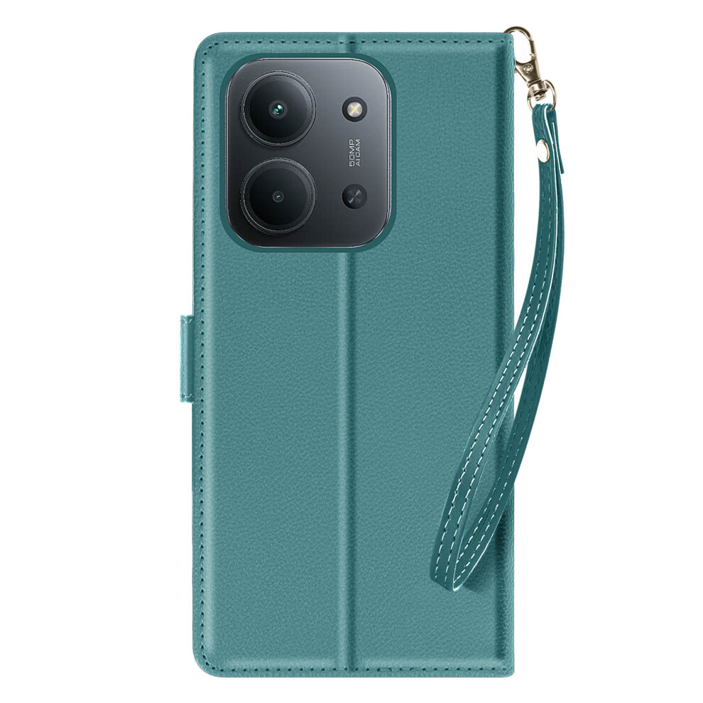 Avizar Magnetic Wallet Case For Xiaomi Redmi 15C With Strap And Stand, Turquoise Green 3662428229653