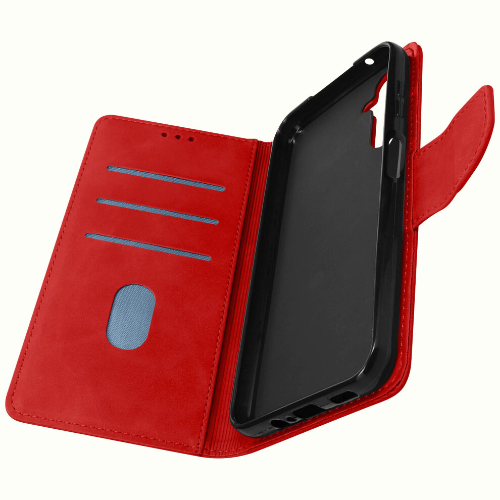 Case For Samsung Galaxy A14 5G Wallet Video Stand Wrist Strap Red 3662427729154