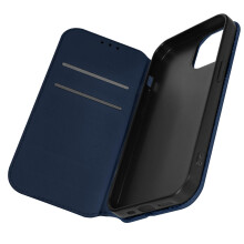 Étui pour iPhone 15 Porte-carte Support Vidéo Clapet Magnétique Bleu Nuit