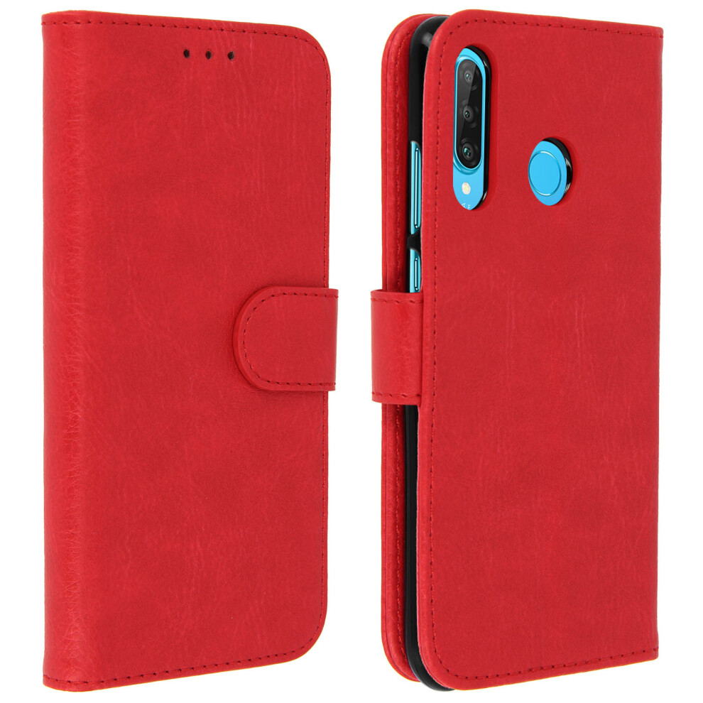 Flip Wallet Case, Magnetic Cover With Stand For Huawei P30 Lite Â Red 3662427338905