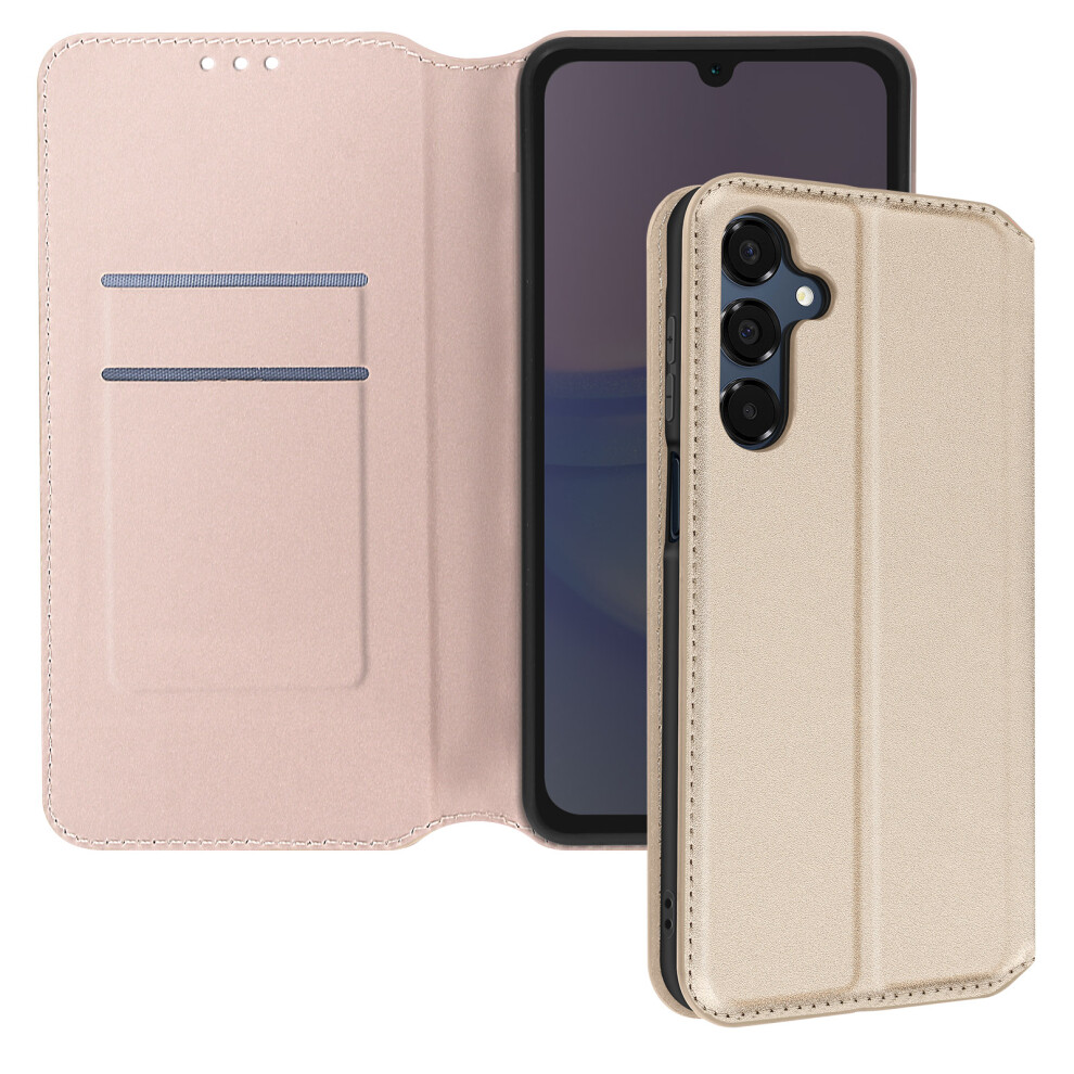 Avizar Case For Samsung Galaxy A16 Clapet Card Holder And Video Holder, Gold 3662428076769