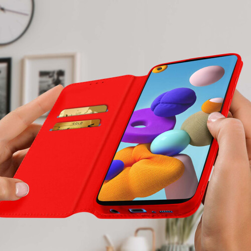 Kunstleder Cover Classic Edition Samsung Galaxy A21s – Rot 2