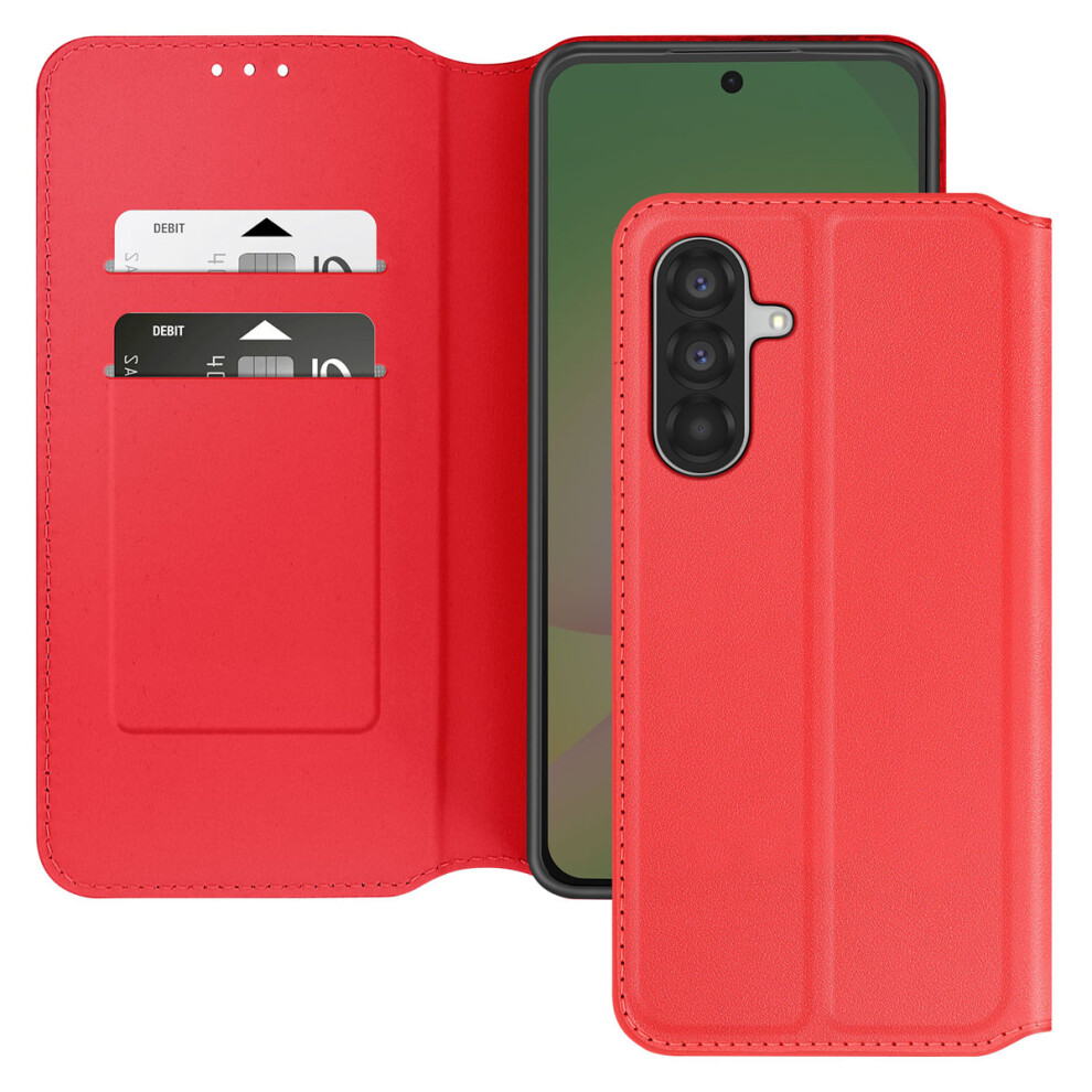 Avizar Case For Samsung Galaxy A56 With Card Holder And Stand Function, Red 3662428214871
