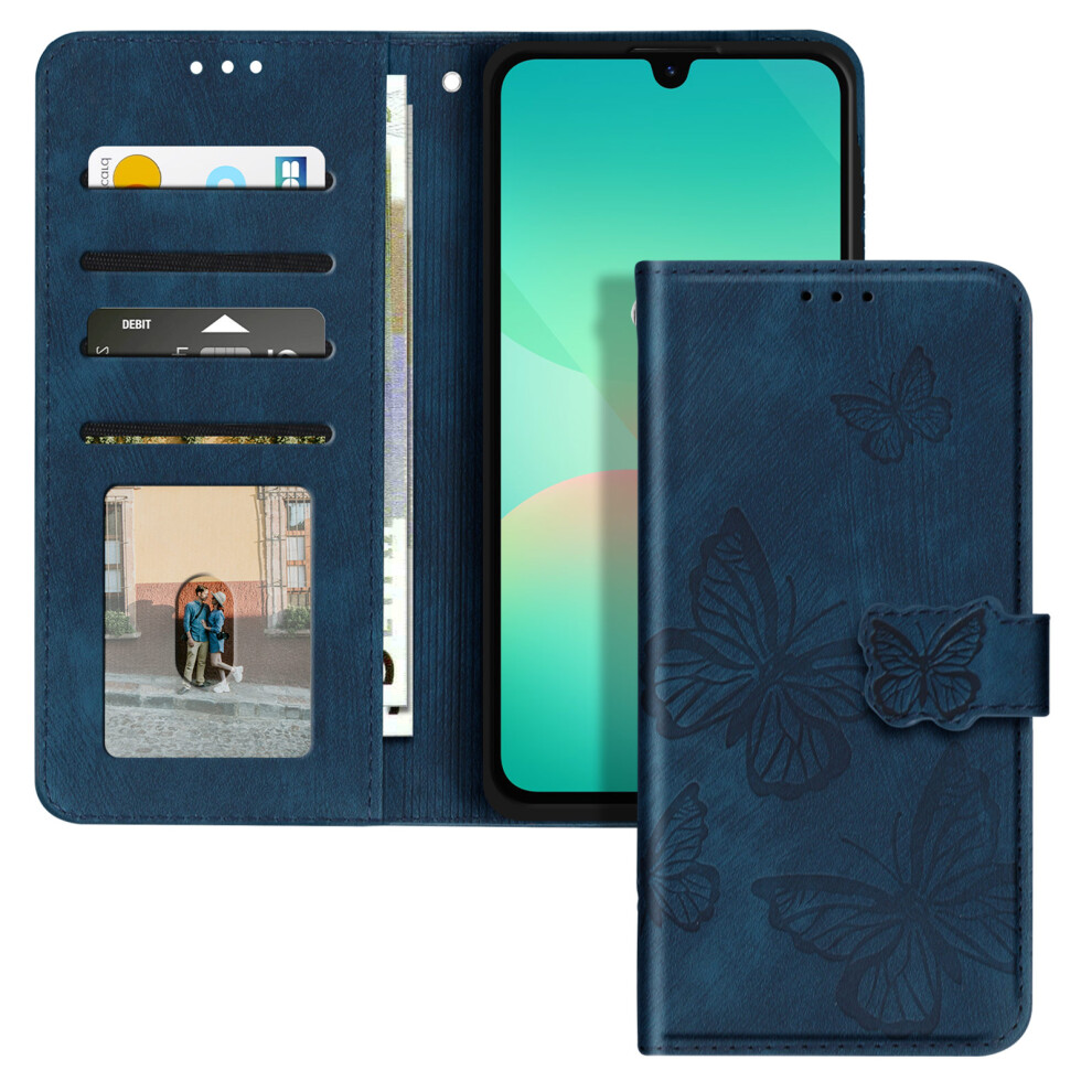 Avizar Butterfly Case For Samsung Galaxy A26 Wallet And Video Holder, Blue 3662428160611