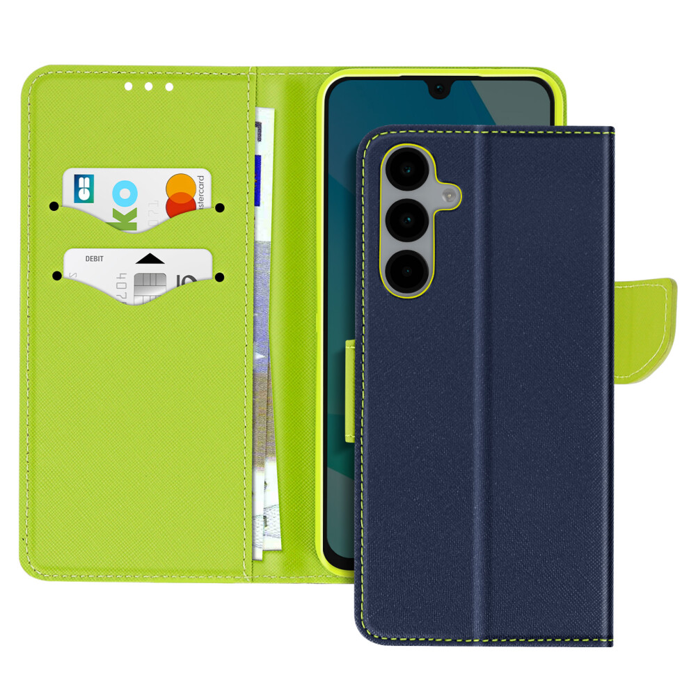 Avizar Case For Samsung Galaxy A16 Wallet Leather Saffiano Fancy, Dark Blue 3662428111262