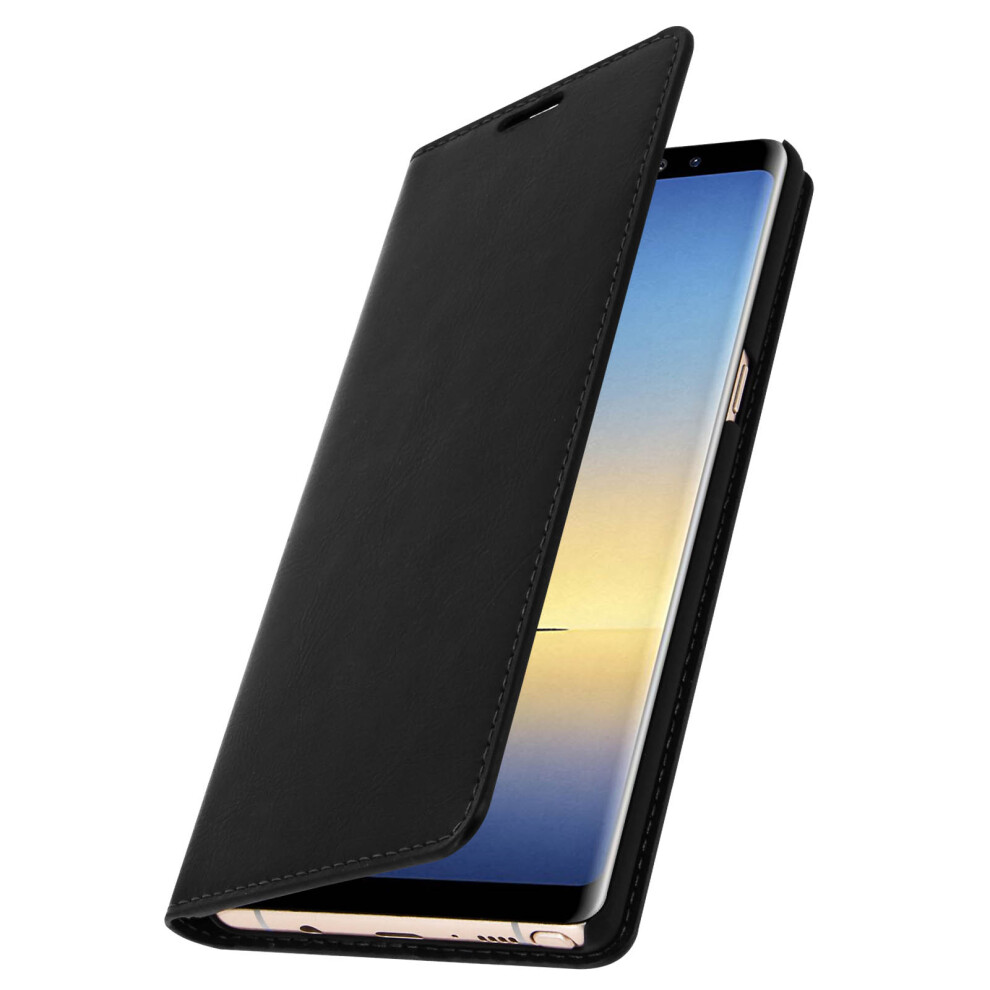 Folio Real Leather Samsung Galaxy Note 8 Case Card-Holder Video Stand Black 3662427174299