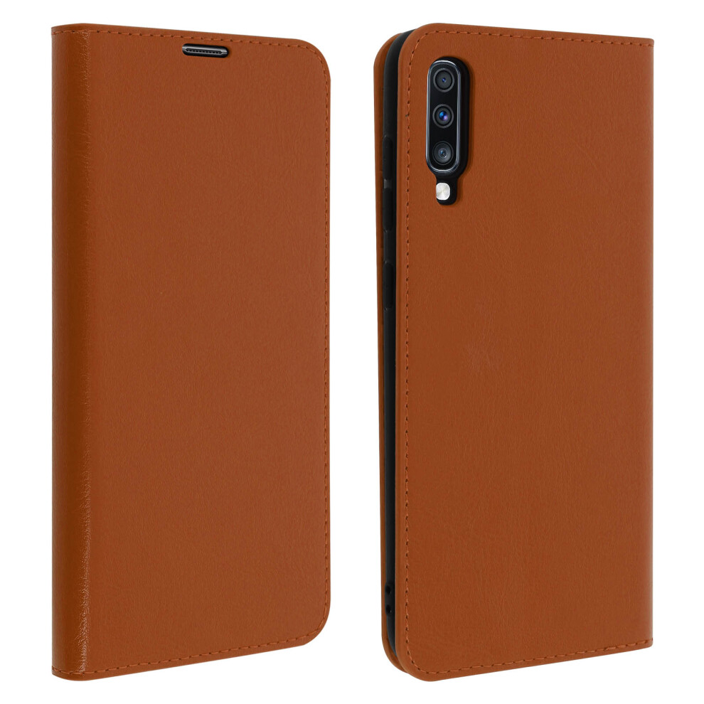 Folio Real Leather Samsung Galaxy A70 Case Card-Holder Video Stand Tan 3662427347754