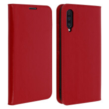 Folio Real Leather Samsung Galaxy A50 / A30s Case Card-holder Video Stand Red