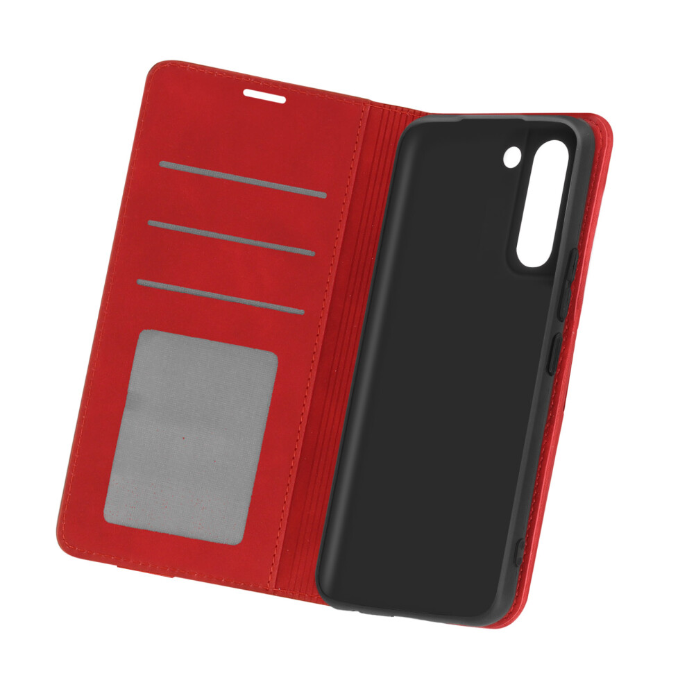 Case Samsung Galaxy S21 Soft-Touch Wallet Flap Video Holder Red 3662427505239