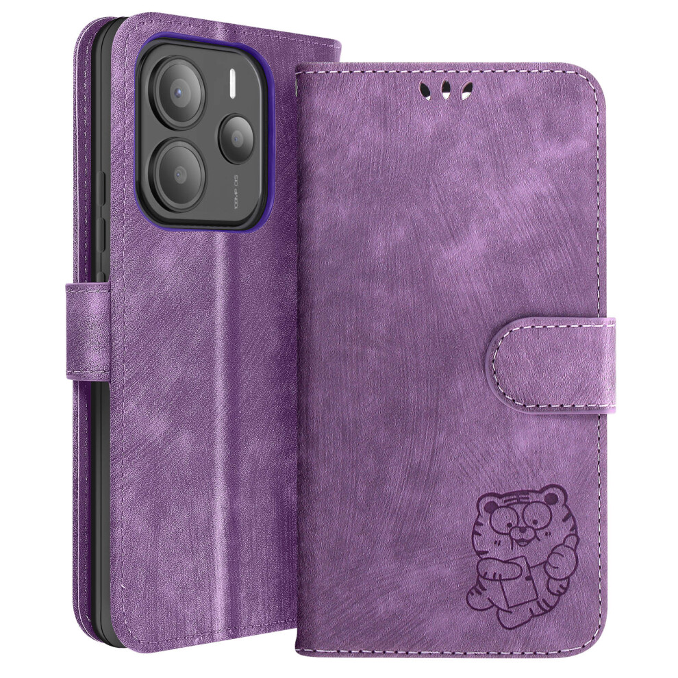 Avizar Case For Xiaomi Redmi Note 14 5G Wallet Tiger Design Kawaii, Purple 3662428110043