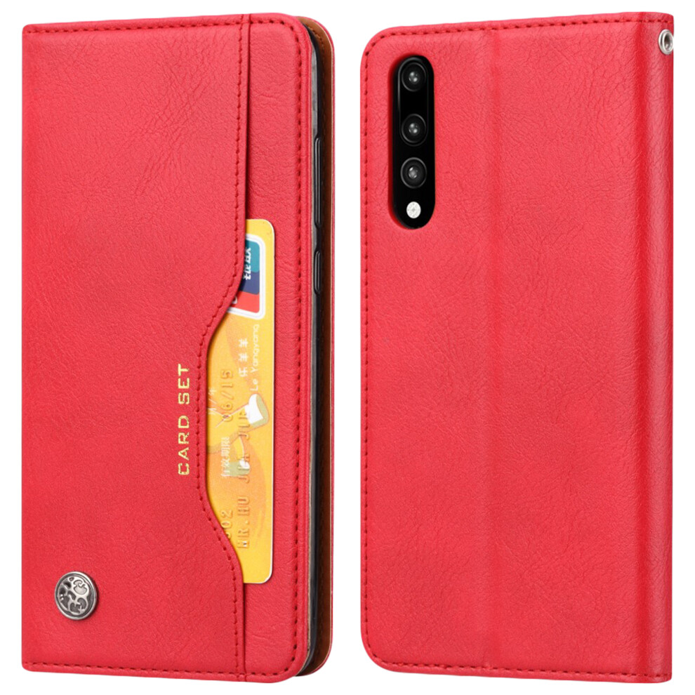 Leather Folio Case For Huawei P20 Pro, Video Stand Real Leather Red 3662427200615