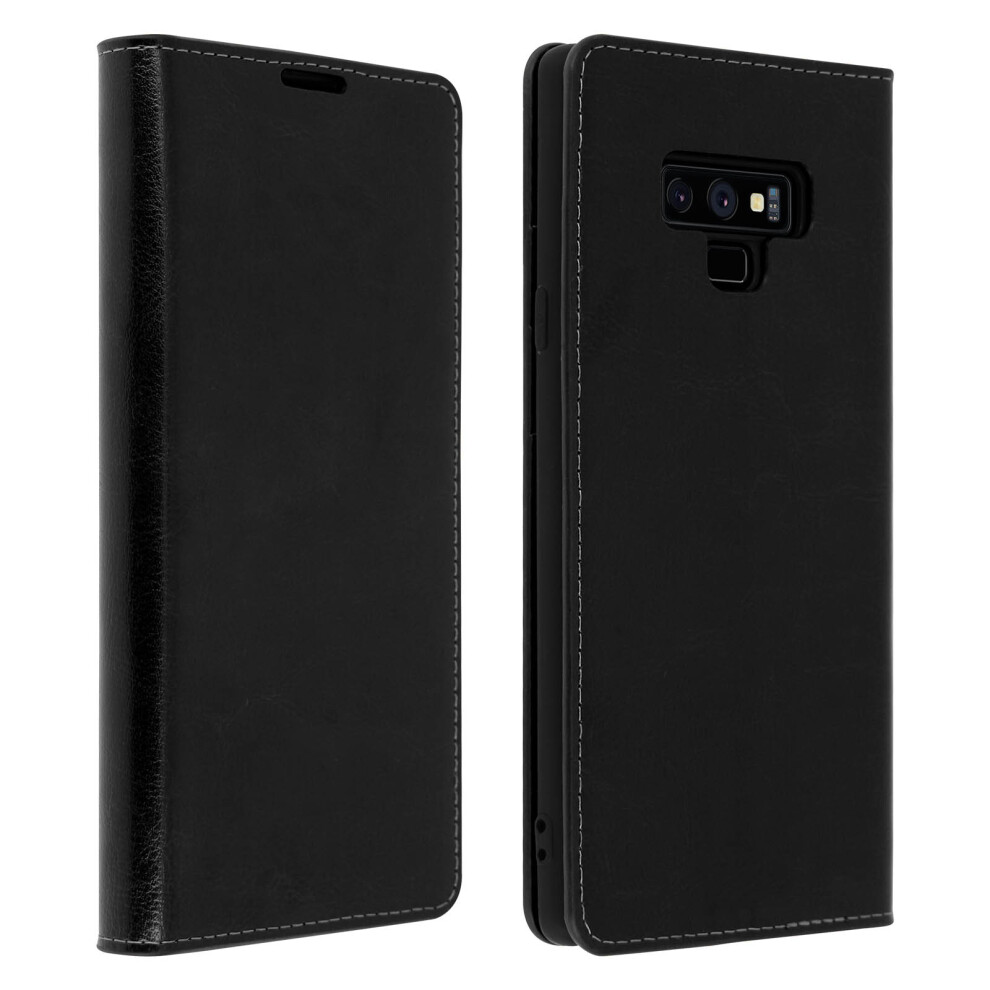 Folio Real Leather Samsung Galaxy Note 9 Case Card-Holder Video Stand Black 3662427276252
