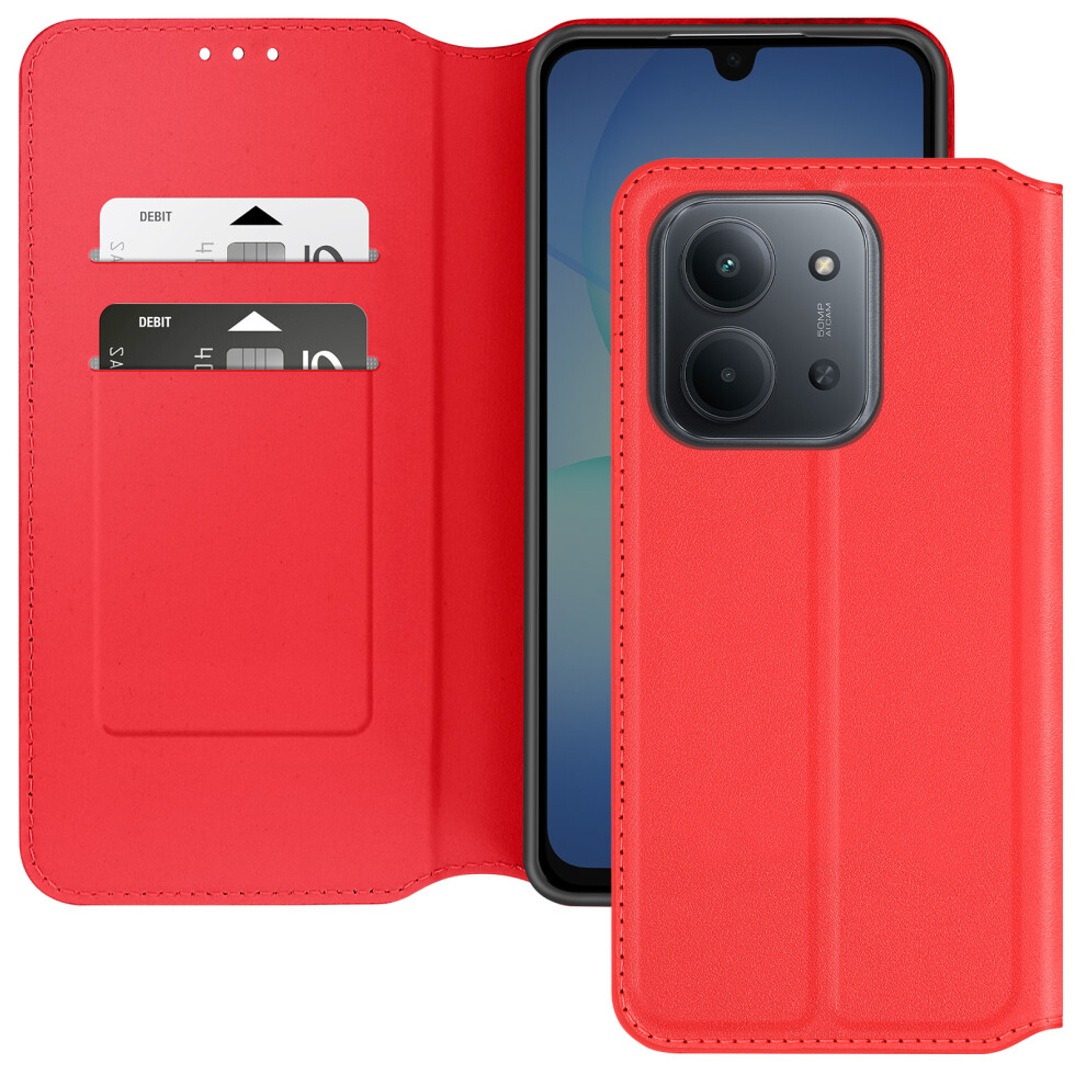 Avizar Magnetic Flip Wallet Case For Xiaomi Mi 15C With Video Stand, Red 3662428227178