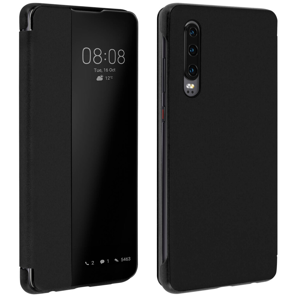 Folio Case For Huawei P30 Window Time Display Video Stand Black 3662427344678