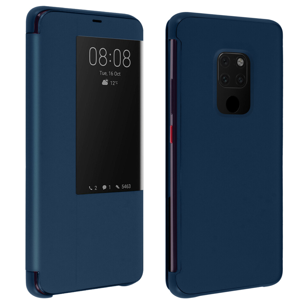 Folio Case For Huawei Mate 20 Window Time Display Video Stand Navy Blue 3662427325585