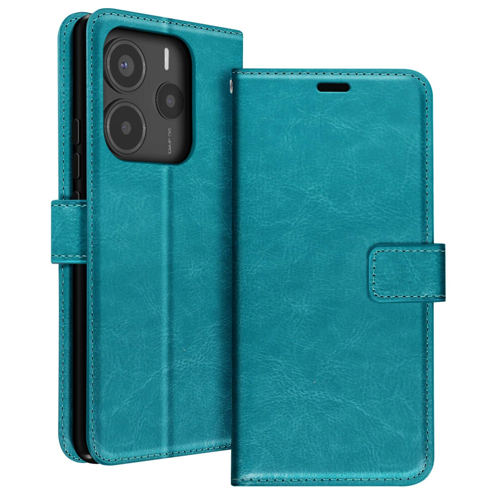 Mayaxess Green Case For Xiaomi Redmi Note 14 5G Wallet With Lanyard, Turquoise