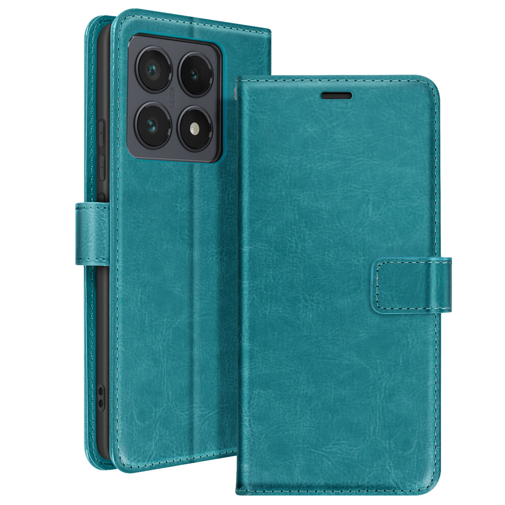 Mayaxess Case For Xiaomi 14T Pro Wallet With Strap, Turquoise Green 3662428082470