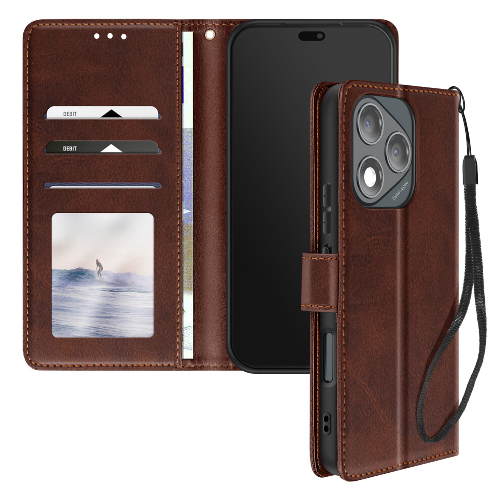 Avizar Case For Honor 400 Lite Dragonne Clapet Support Wallet, Brown 3662428173734