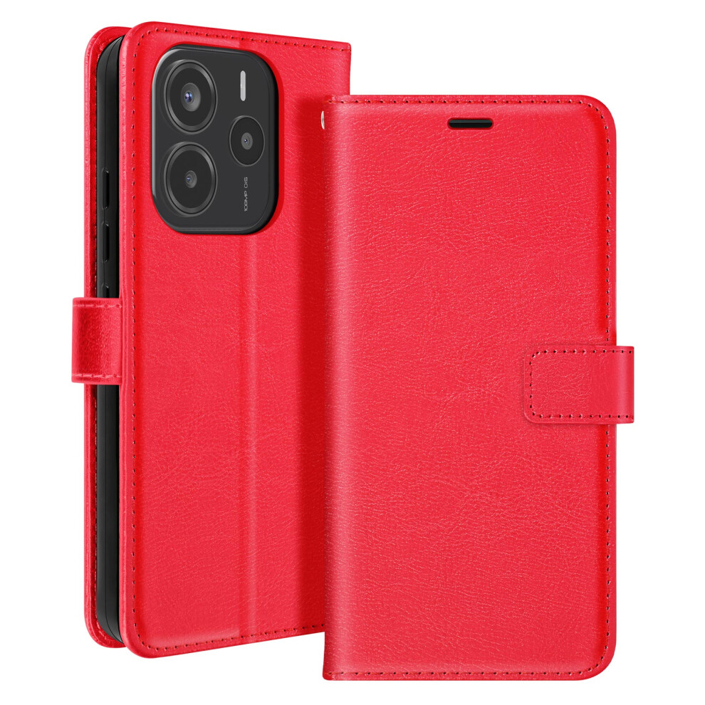 Mayaxess Red Case For Xiaomi Mi Note 14 4G Wallet With Hand Strap,