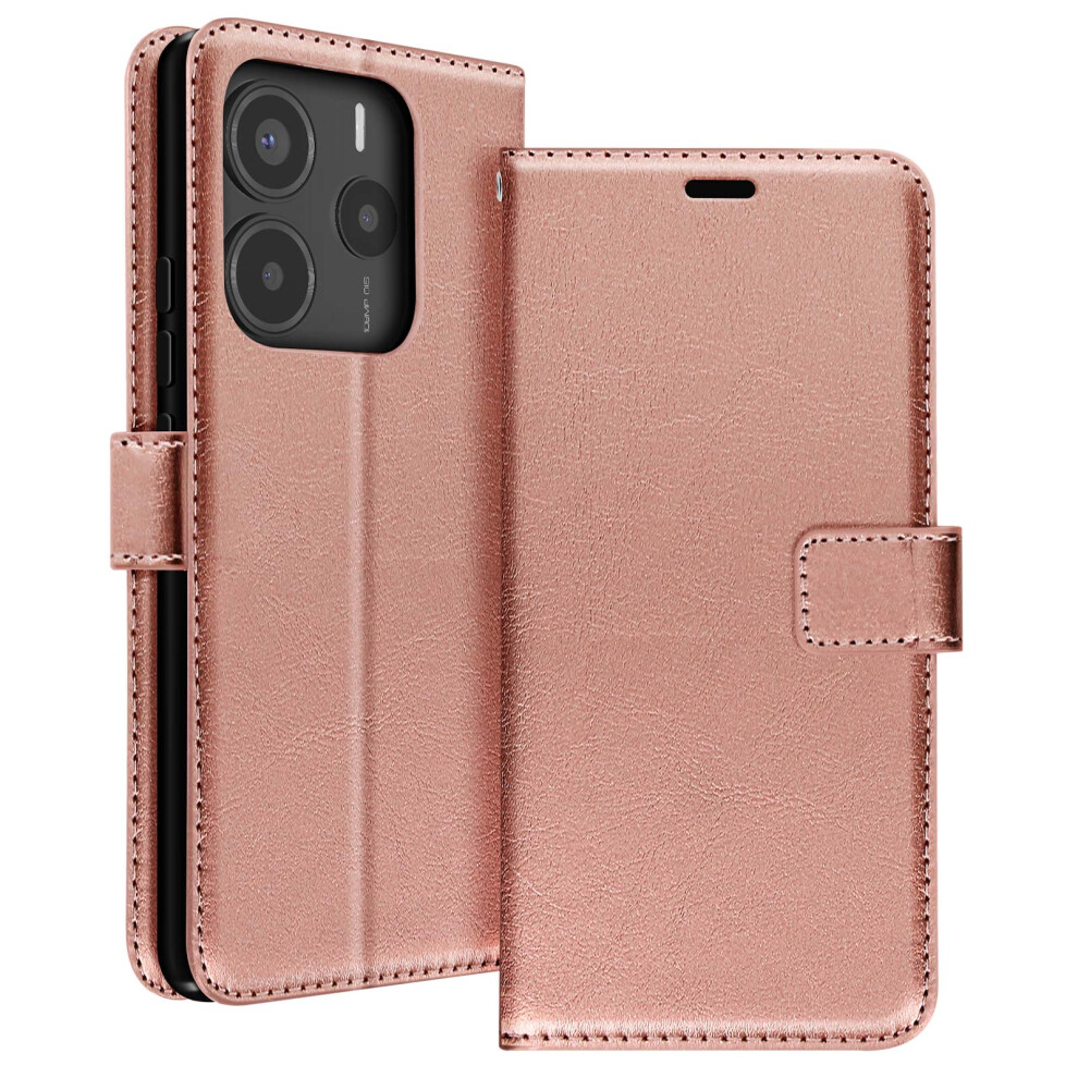 Mayaxess Case For Xiaomi Redmi Note 14 5G Wallet With Strap, Rose Gold 3662428113068