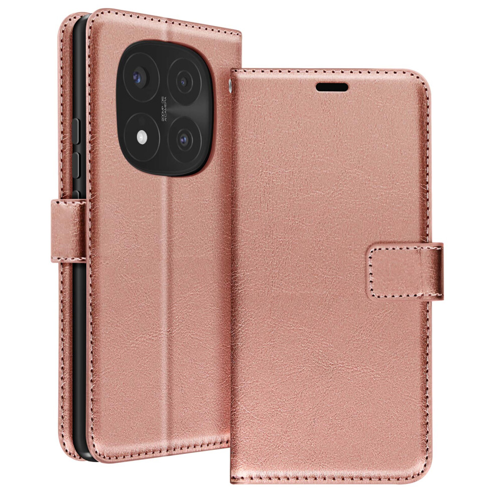 Mayaxess Case For Redmi Note 14 Pro And 14 Pro Plus Wallet With Hand Strap, Rose Gold 3662428113075