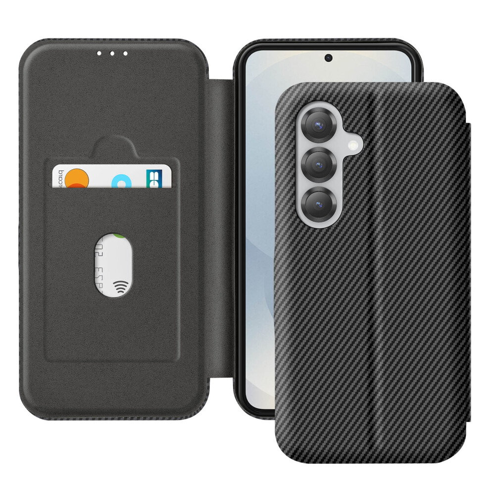 Avizar Case For Samsung S25 Carbon Fiber Video Holder And Anti-Rfid, Black 3662428110609