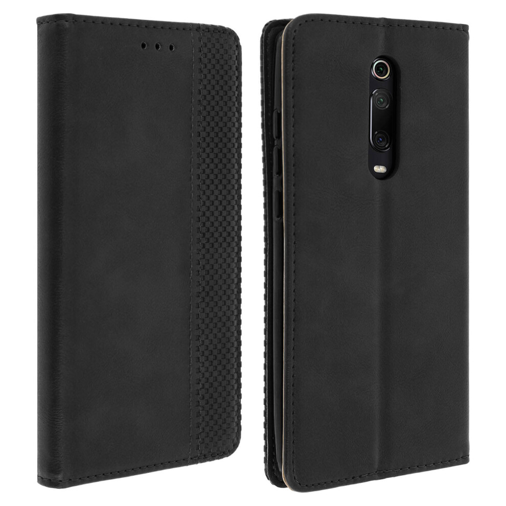 Xiaomi Mi 9T Case Aged Effect Card Holder Stand Support - Black 3662427372213