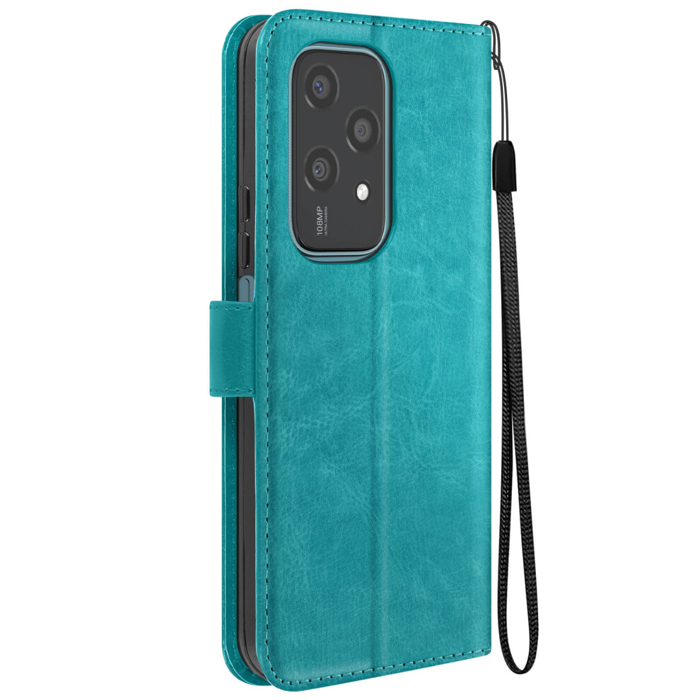 Mayaxess Folio Case For Honor 200 Lite Wrist Strap Protector Multifunction Flap, Turquoise Green 3662428017809