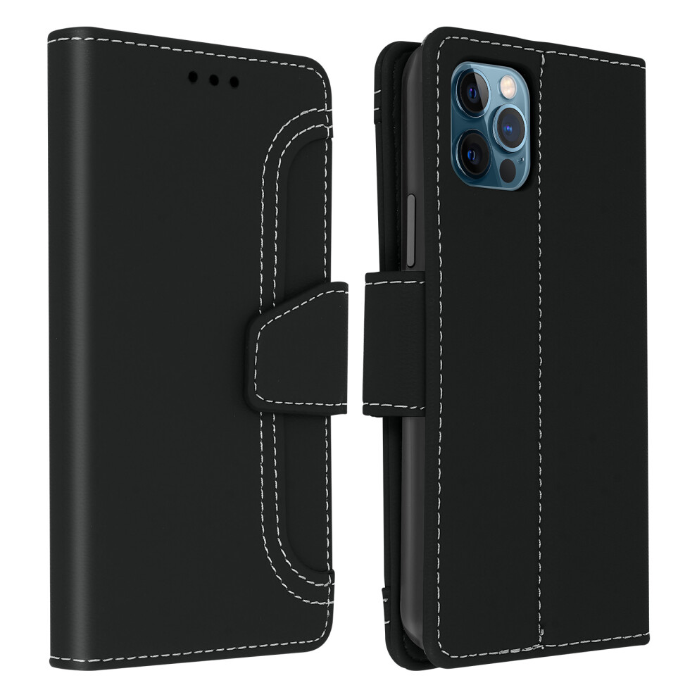 Wallet Folio Case With Stand For Iphone 12/12 Pro - Black 3662427475310