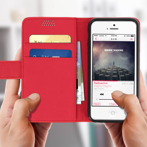 Avizar Wallet Flip standing Case with Card Slots for iPhone 5 / 5S / SE 2