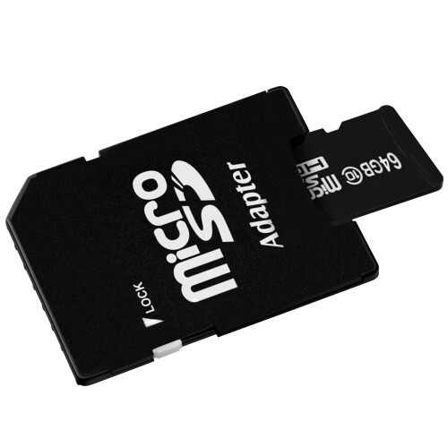 imro Card Micro-SD Karte (64 GB, Class 10) mit SD-Adapter 1