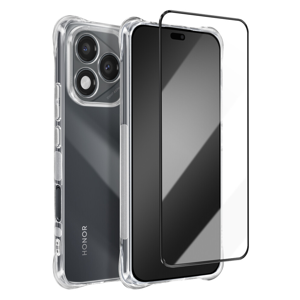 Avizar Pack For Honor 400 Lite Shockproof Shell And 9H Tempered Glass, Sienna Black 3662428173758