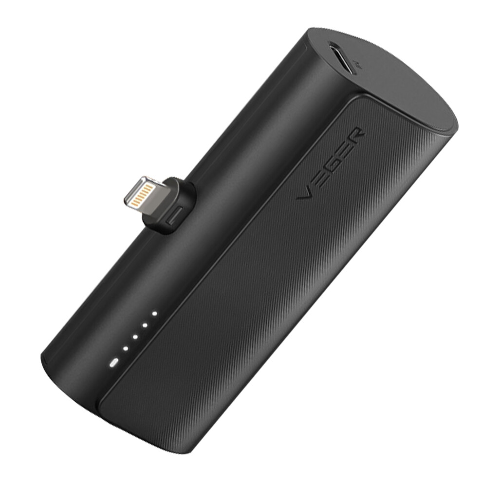 Veger Mini External Charger 5000Mah Connector Lightning Power Delivery 20W, Black