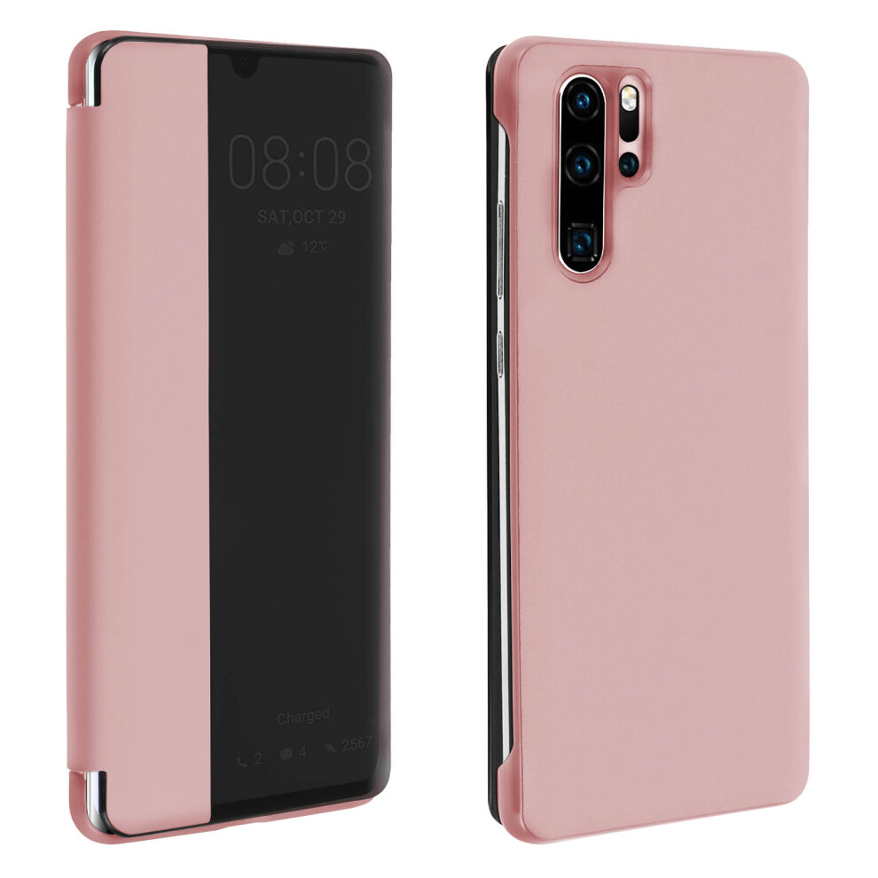 Folio Case For Huawei P30 Pro Window Time Display Video Stand Rose Gold 3662427344630