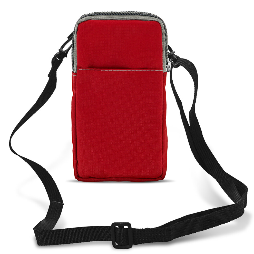 Belt Case Smartphone Carabiner Lanyard 2 Pockets Red 3662427334587