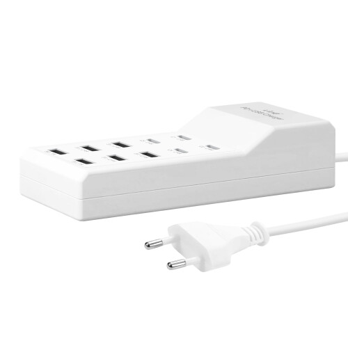 LinQ Station de Charge Multiport 4 USB-C + 6 USB 50W Câble 1m Compact Blanc 1